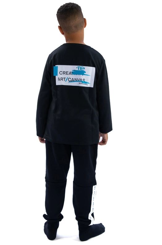 Boys Black Long Sleeved 'creative Art' Top