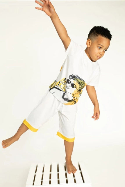 Boys Double Sided Yellow Face Print T-Shirt