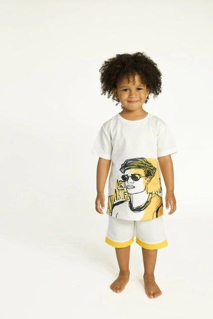 Boys Double Sided Yellow Face Print T-Shirt