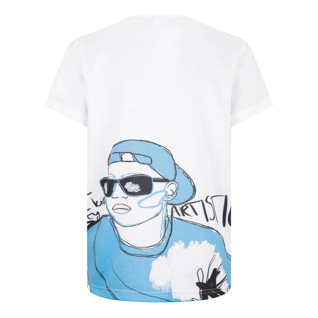 Boys 'cool' Illustrated Blue Print Tee Junior Style Straight Fit T-Shirt