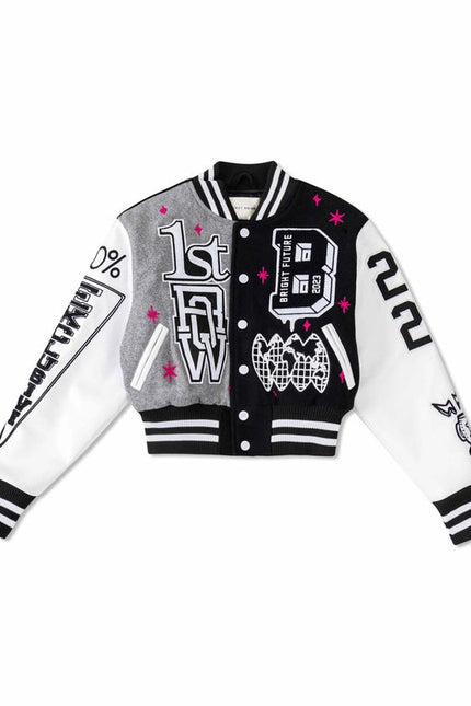 Bright Future Cropped Varsity Jacket