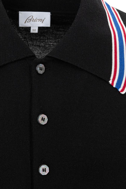 Brioni Black Wool Polo Shirt