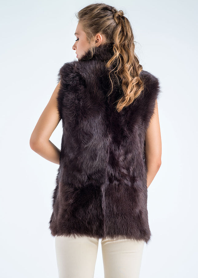 Brown Geniune Reversible Sheepskin Fur Vest-1