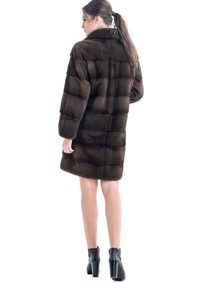 Brown Genuine Mink Fur Coat-1