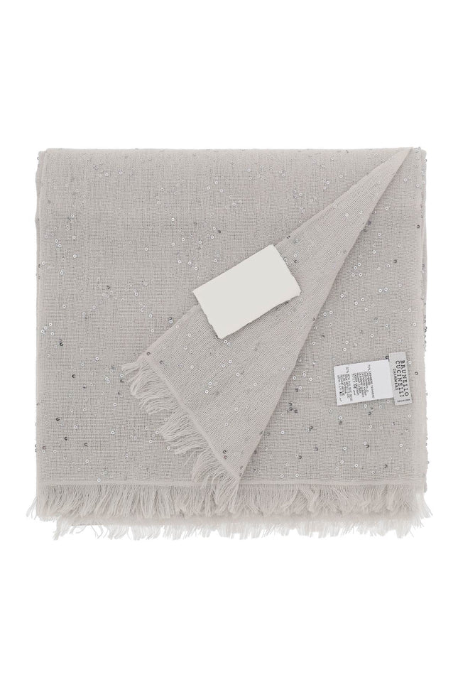 Brunello cucinelli "cashmere and silk scarf for-women > accessories > scarves and gloves > scarves-Brunello Cucinelli-os-Grey-Urbanheer
