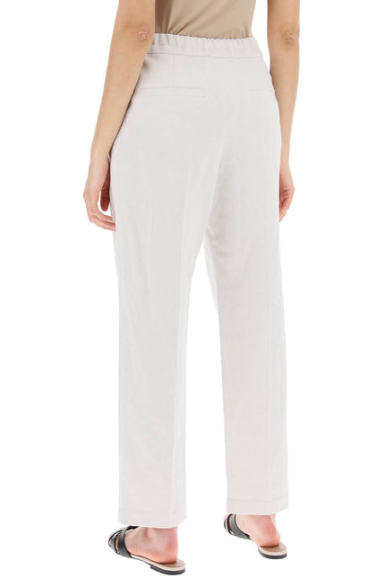 Brunello Cucinelli Cotton And Linen Slouchy Pants-women > clothing > trousers-Brunello Cucinelli-Urbanheer