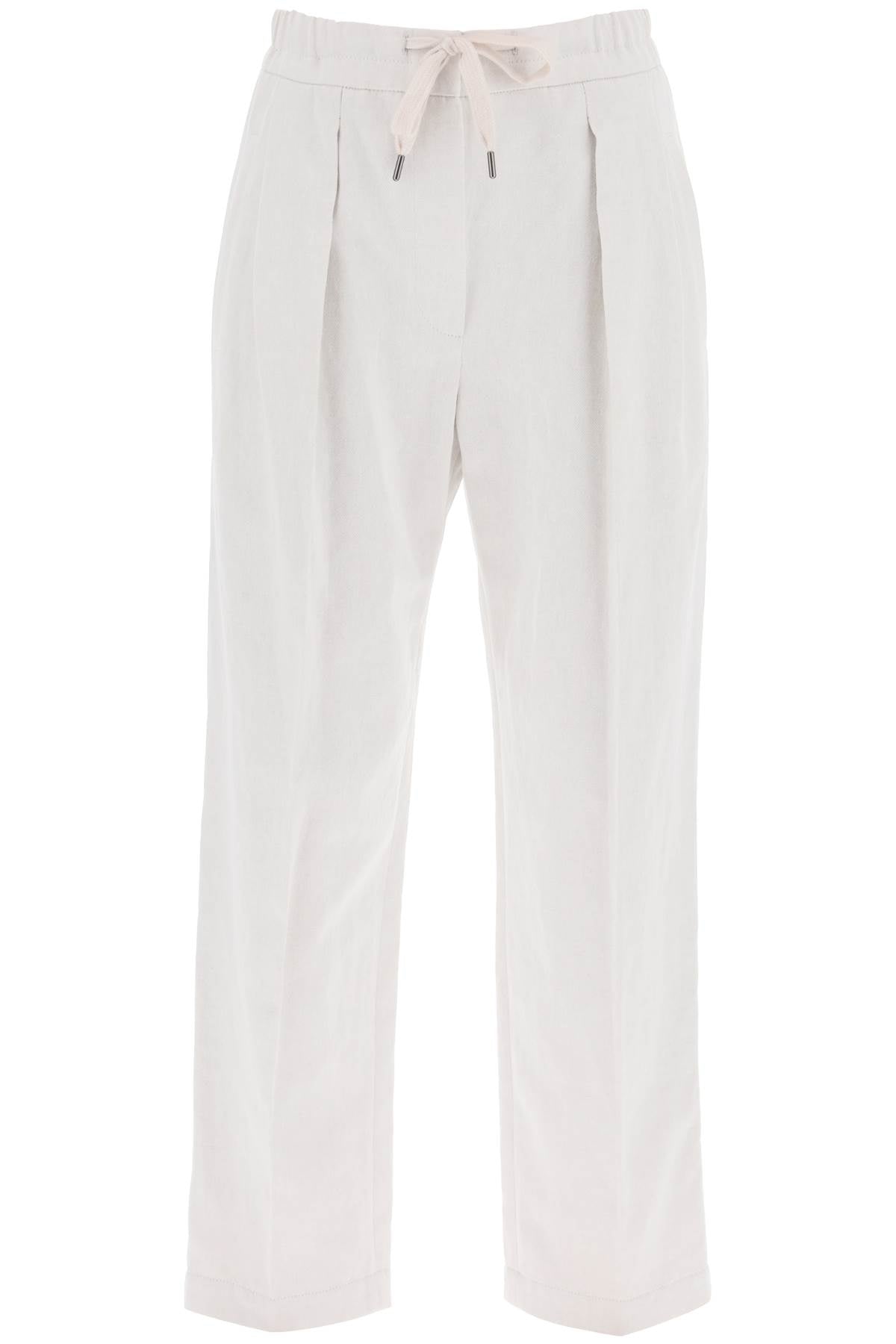 Brunello Cucinelli Cotton And Linen Slouchy Pants-women > clothing > trousers-Brunello Cucinelli-Urbanheer