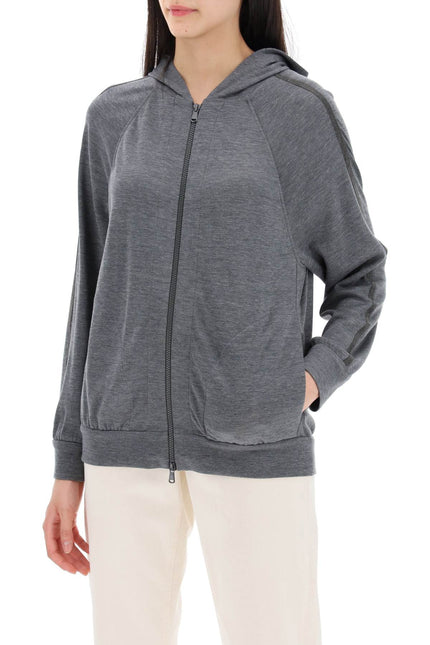 Brunello Cucinelli Cotton And Silk Blend Knit Sweater.-women > clothing > tops > sweatshirts-Brunello Cucinelli-Urbanheer