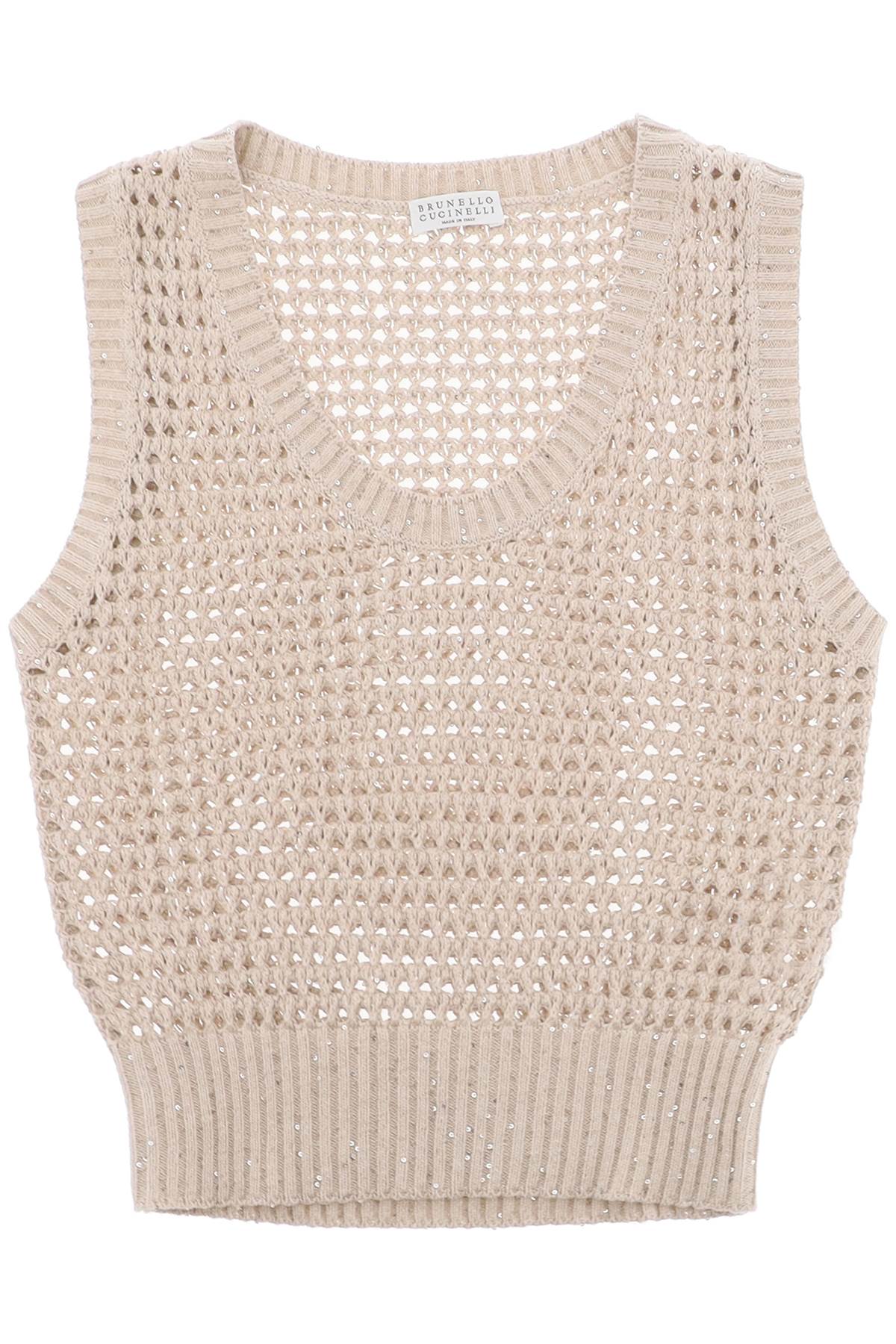 Brunello Cucinelli Knit Top With Sparkling Details-women > clothing > tops-Brunello Cucinelli-Urbanheer