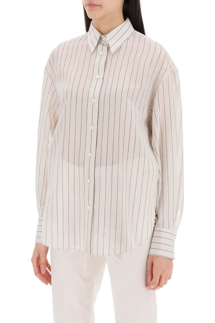 Brunello Cucinelli Lightweight Sparkling Stripe Shirt-women > clothing > shirts and blouses > shirts-Brunello Cucinelli-Urbanheer