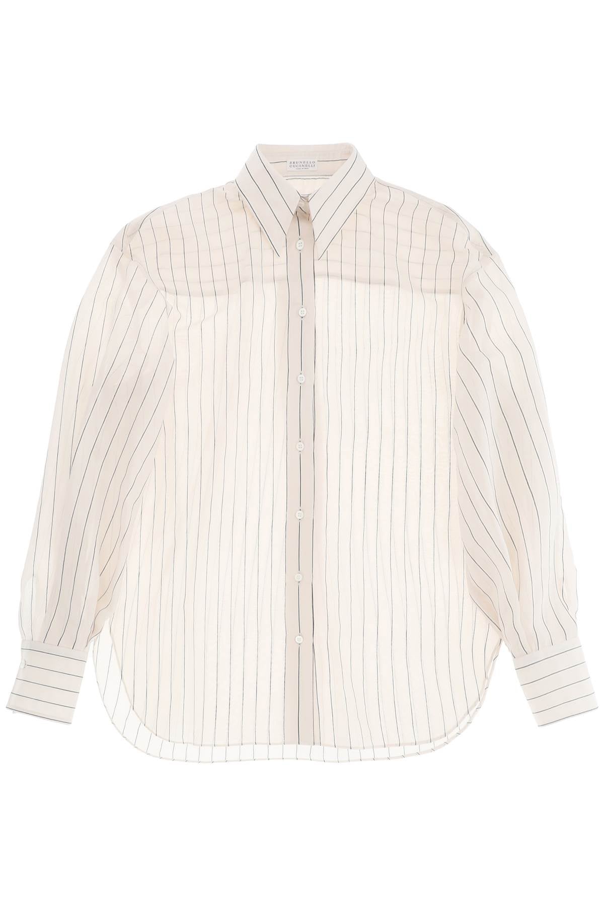 Brunello Cucinelli Lightweight Sparkling Stripe Shirt-women > clothing > shirts and blouses > shirts-Brunello Cucinelli-Urbanheer
