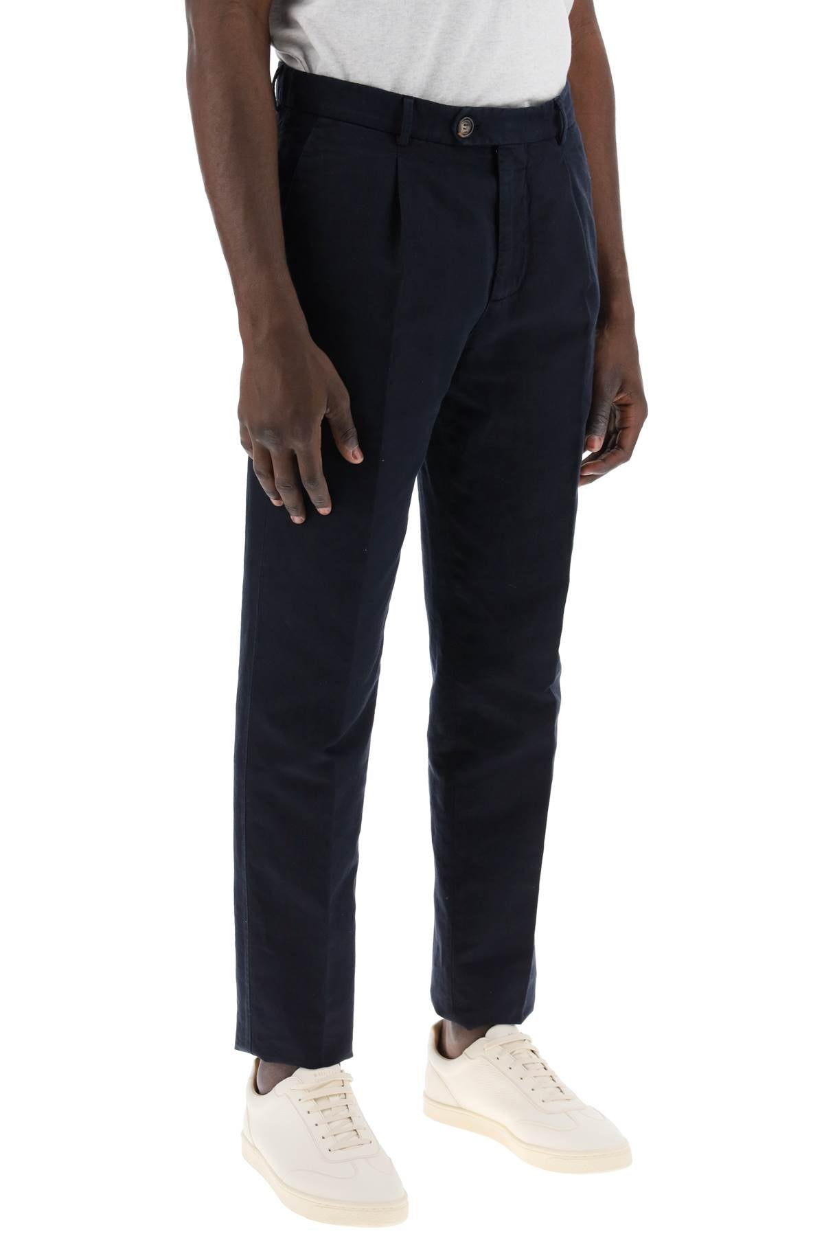 Brunello cucinelli linen and cotton blend pants for-men > clothing > trousers-Brunello Cucinelli-Urbanheer