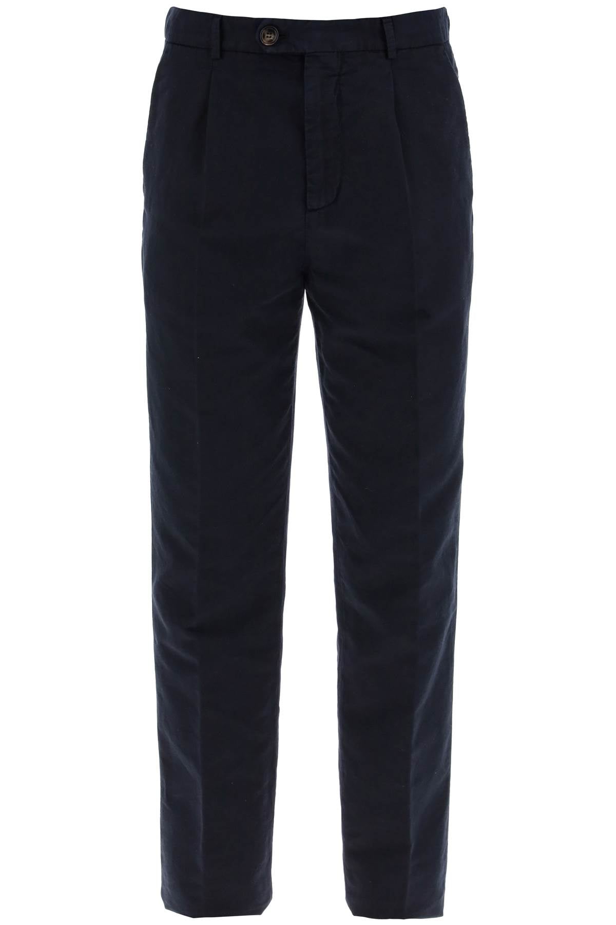 Brunello cucinelli linen and cotton blend pants for-men > clothing > trousers-Brunello Cucinelli-Urbanheer