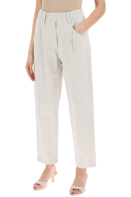 Brunello Cucinelli Linen And Cotton Canvas Pants.-women > clothing > trousers-Brunello Cucinelli-Urbanheer