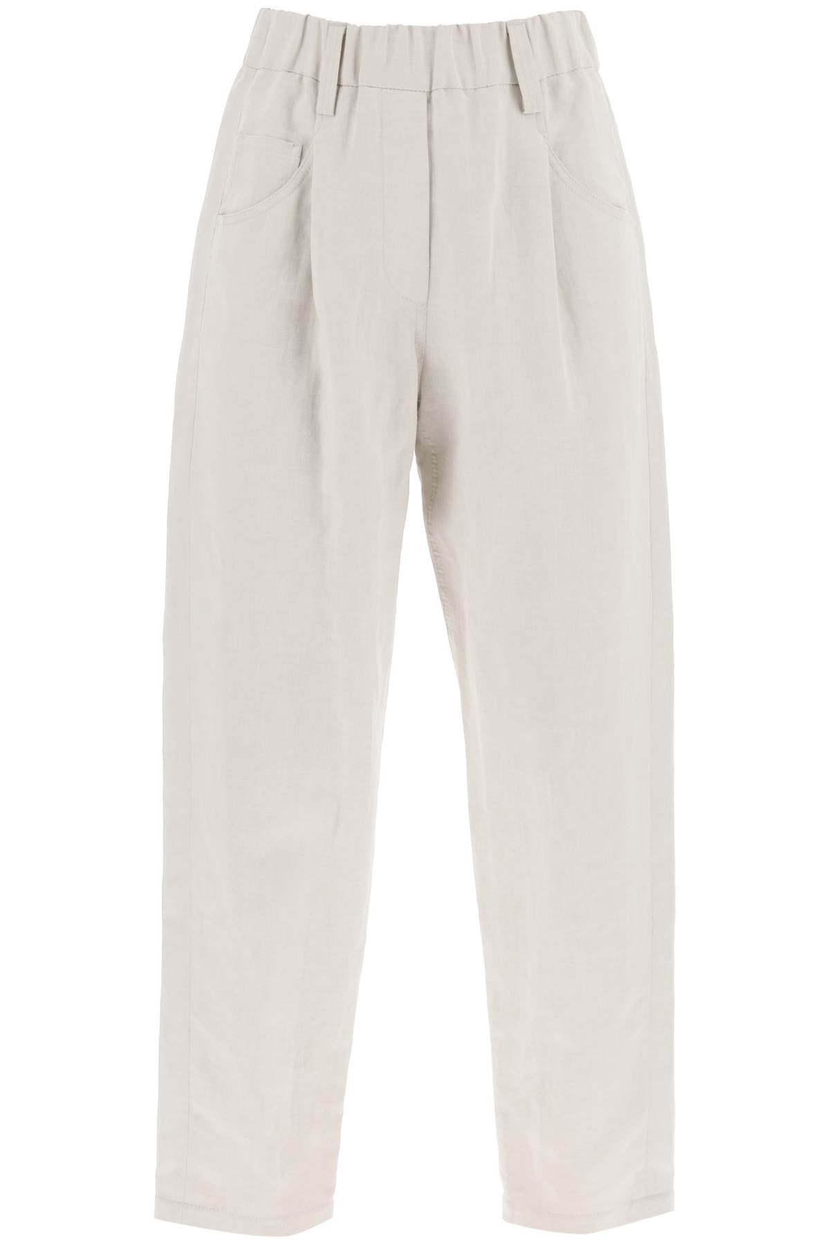 Brunello Cucinelli Linen And Cotton Canvas Pants.-women > clothing > trousers-Brunello Cucinelli-Urbanheer