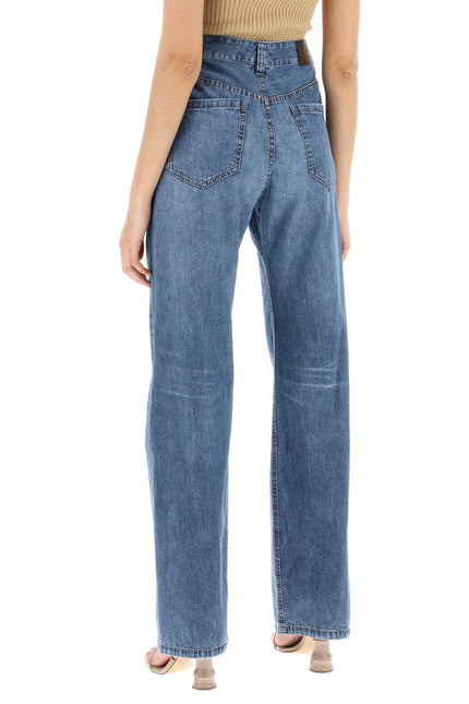 Brunello Cucinelli Loose Cotton Denim Jeans In Nine Words-women > clothing > jeans-Brunello Cucinelli-42-Blue-Urbanheer