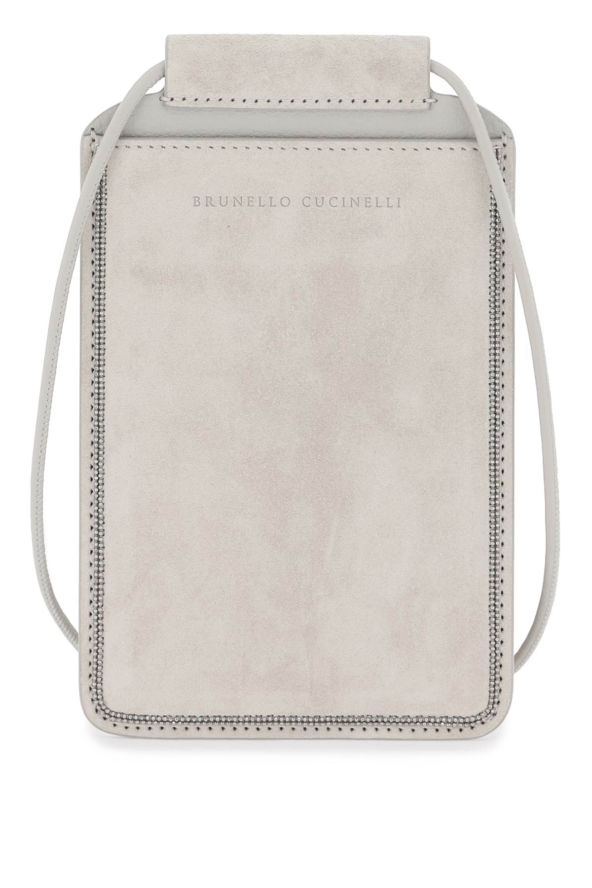 Brunello cucinelli "shiny trim cellphone-women > accessories > wallets & small leather goods > small leather goods-Brunello Cucinelli-os-Grey-Urbanheer
