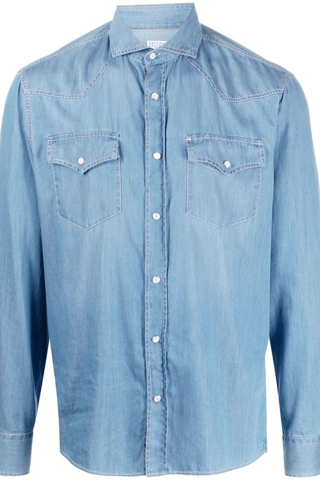 Brunello Cucinelli Shirts Clear Blue