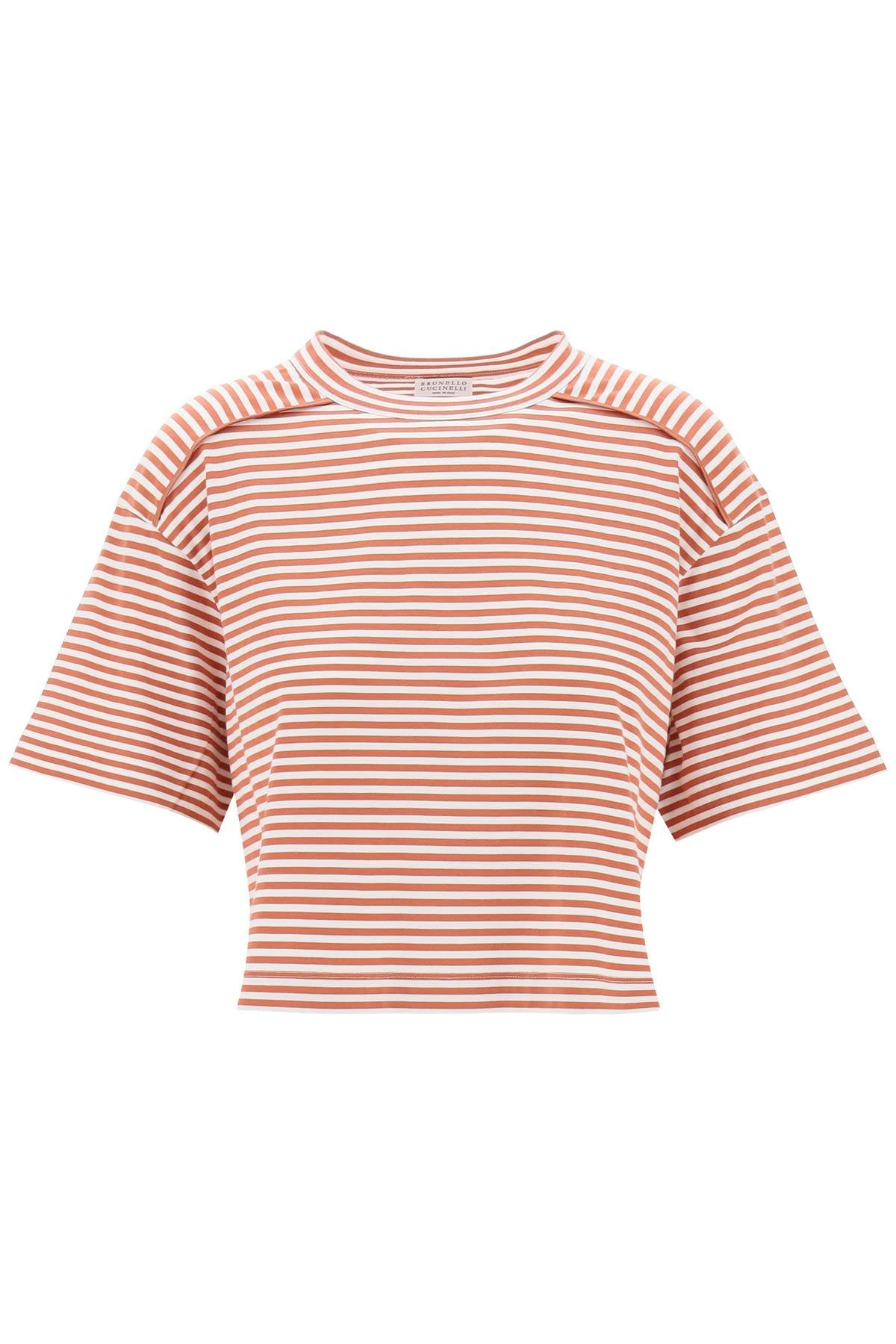 Brunello Cucinelli Striped Boxy T-Shirt-women > clothing > topwear-Brunello Cucinelli-Urbanheer