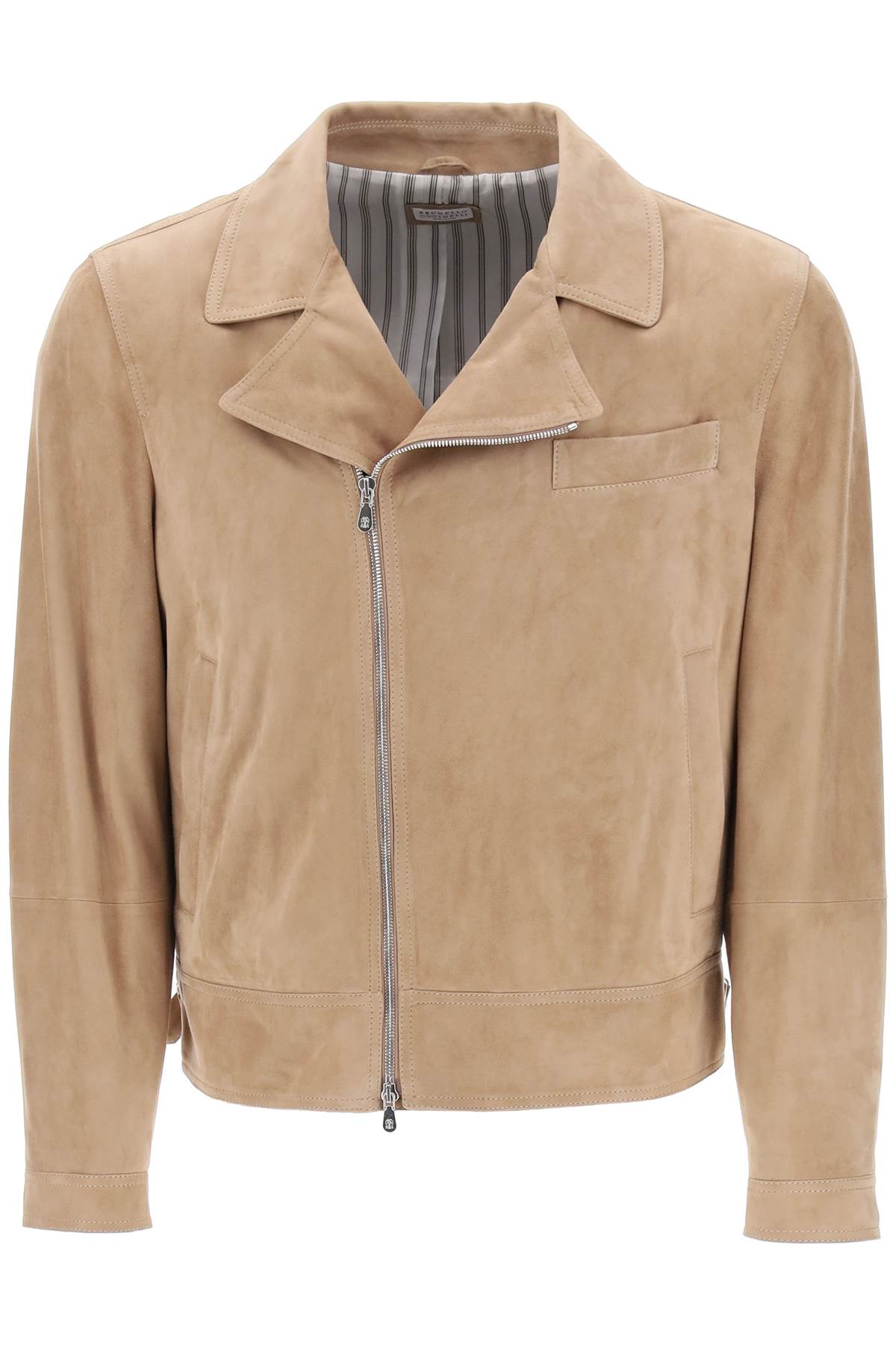 Brunello cucinelli suede biker jacket in leather-men > clothing > jackets > leather jackets-Brunello Cucinelli-Urbanheer