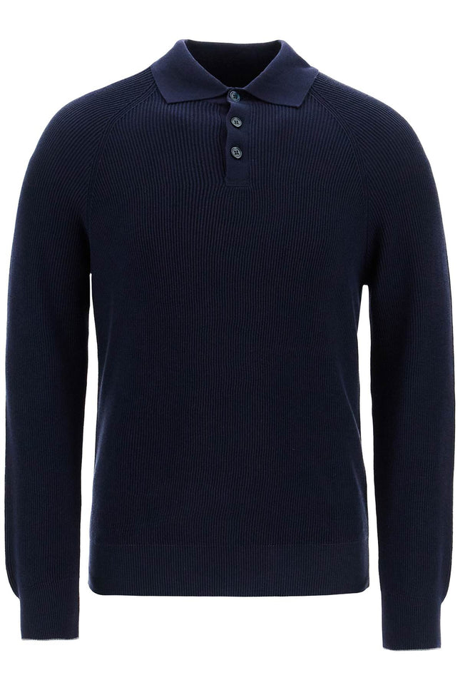 Brunello Cucinelli long-sleeved cotton knit polo shirt for men