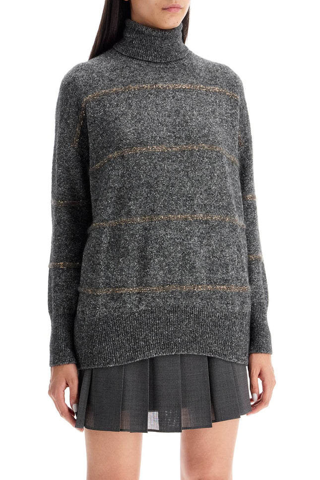 Brunello Cucinelli striped dolcevita sweater - Grey