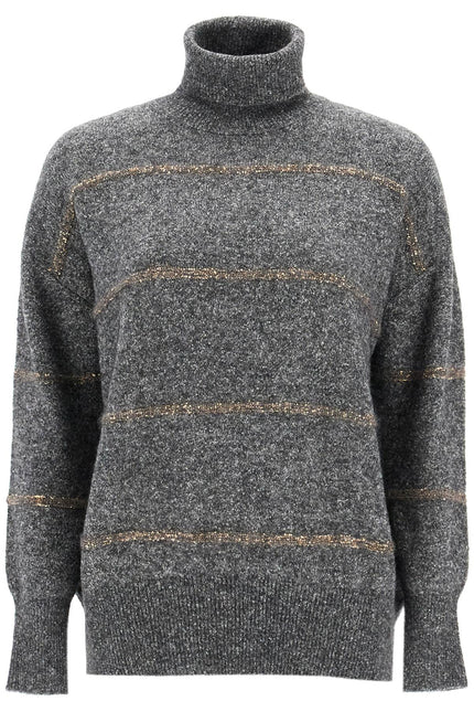 Brunello Cucinelli striped dolcevita sweater - Grey