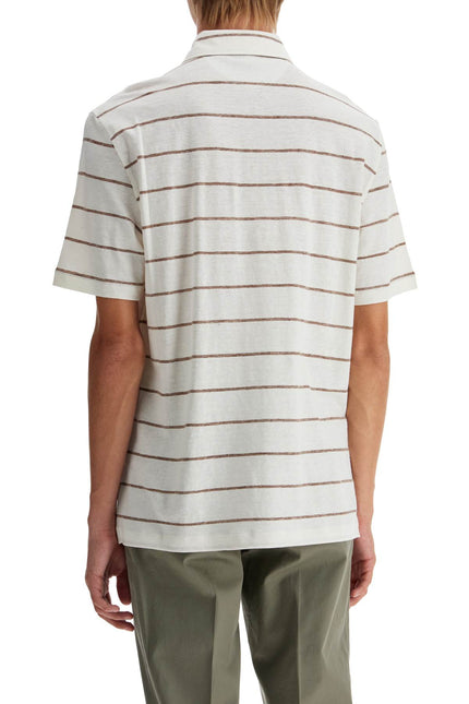 Brunello Cucinelli striped linen and cotton polo shirt