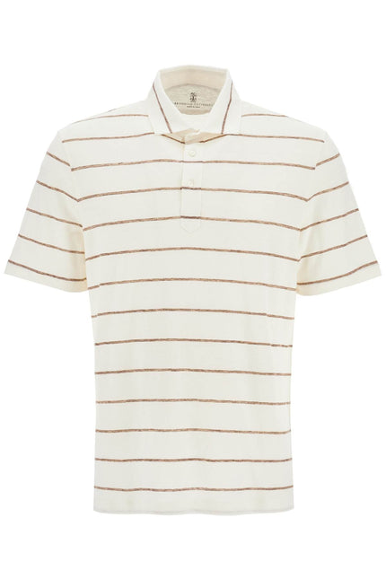 Brunello Cucinelli striped linen and cotton polo shirt