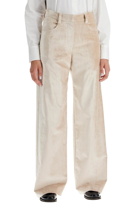 Brunello Cucinelli velvet pants for a stylish look. - Beige