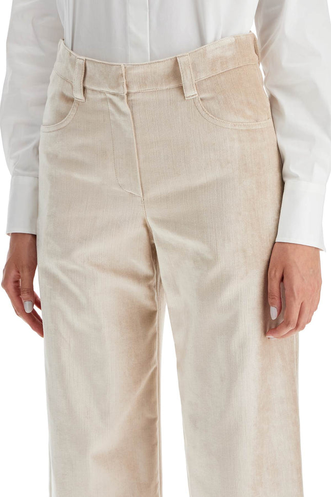 Brunello Cucinelli velvet pants for a stylish look. - Beige