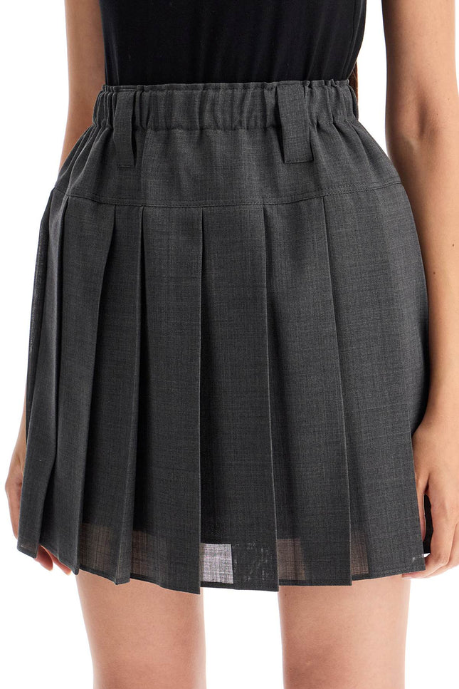Brunello Cucinelli wool organza pleated mini skirt - Grey