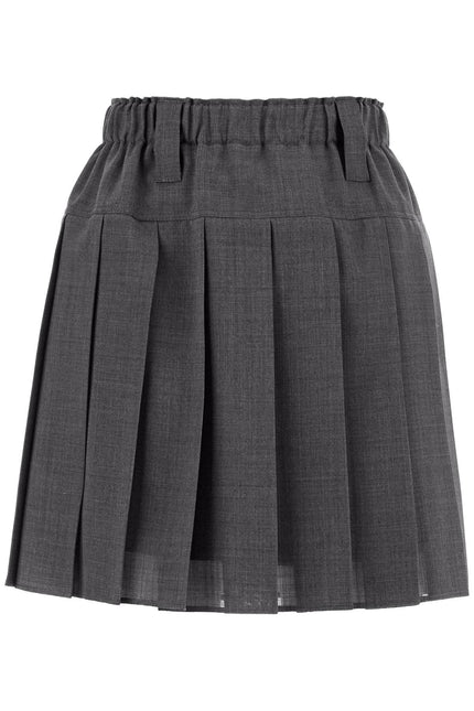 Brunello Cucinelli wool organza pleated mini skirt - Grey