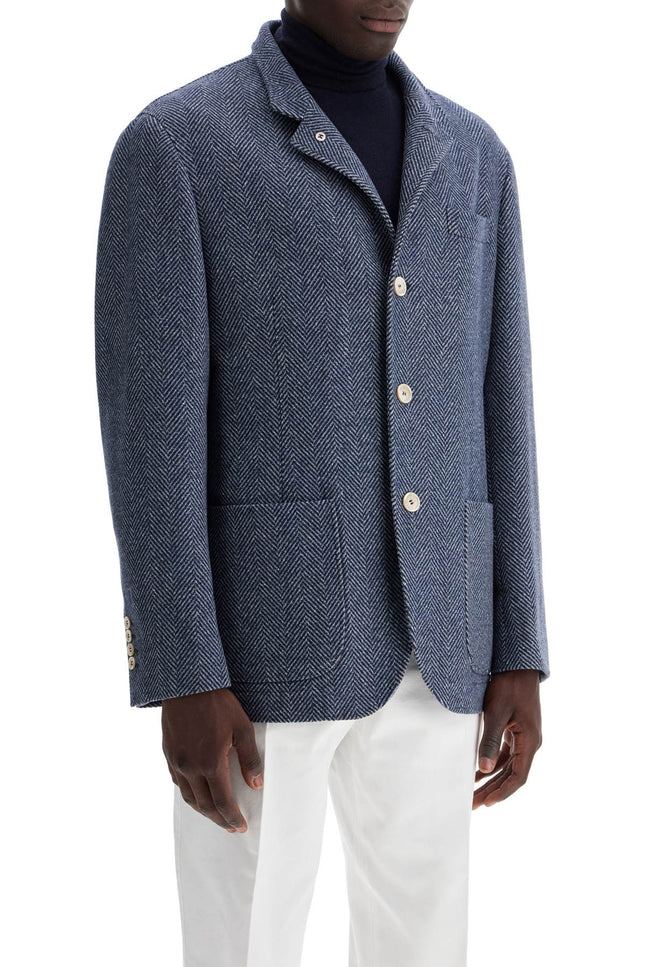 Brunello Cucinelli wool*** silk and cashmere chevron coat - Blue