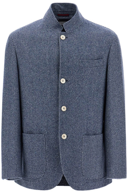 Brunello Cucinelli wool*** silk and cashmere chevron coat - Blue