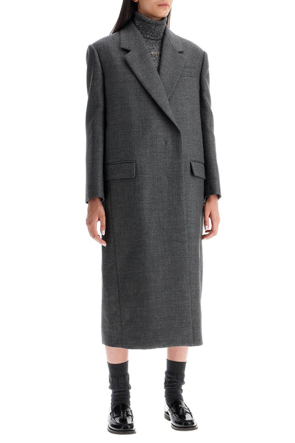 Brunello Cucinelli woolen overcoat in canvas fabric - Grey