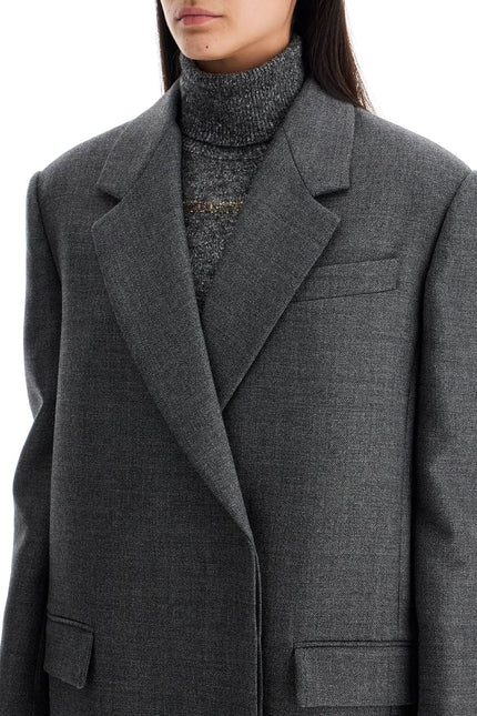 Brunello Cucinelli woolen overcoat in canvas fabric - Grey