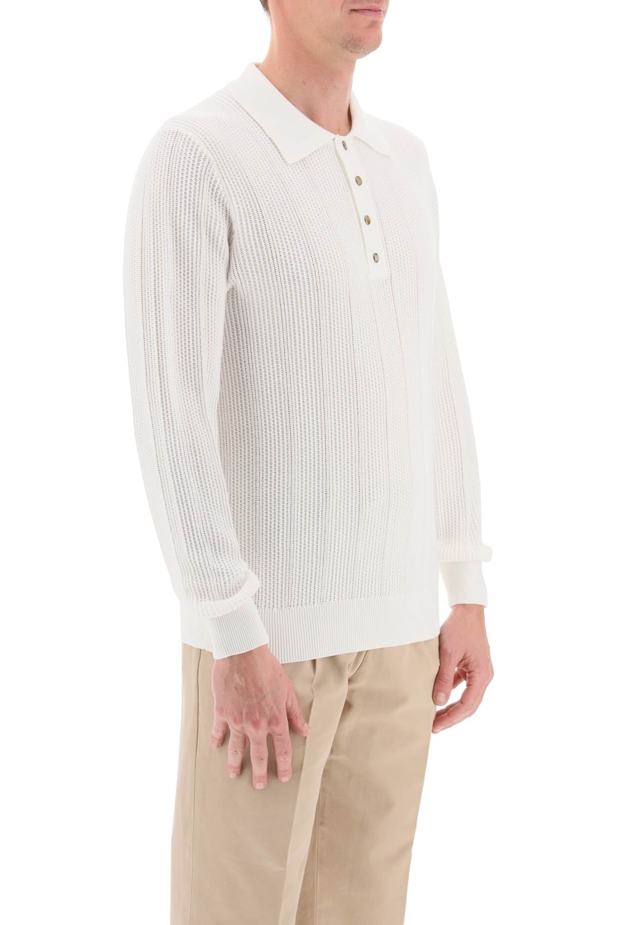 Brunello cucinelli long-sleeved knitted polo shirt-men > clothing > t-shirts and sweatshirts > polos-Brunello Cucinelli-Urbanheer