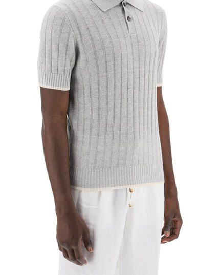 Brunello cucinelli ribbed knit polo shirt-Polos/Knits-BRUNELLO CUCINELLI-Urbanheer