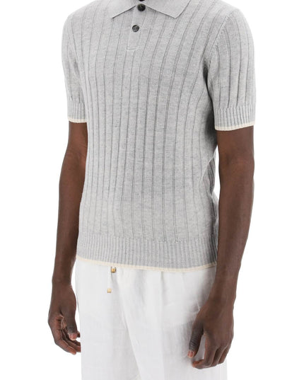 Brunello cucinelli ribbed knit polo shirt-Polos/Knits-BRUNELLO CUCINELLI-Urbanheer