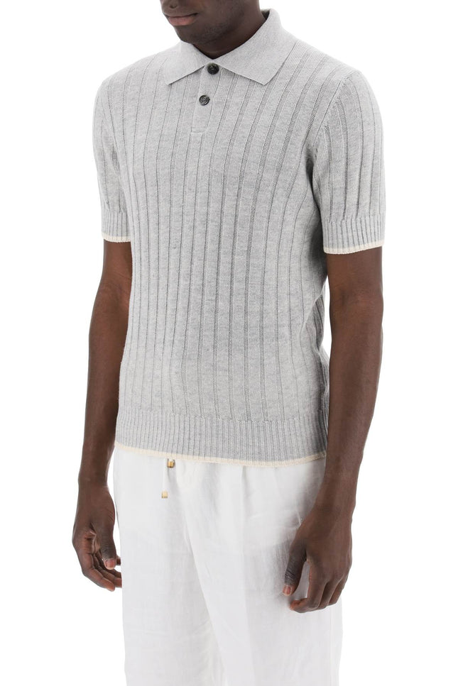 Brunello cucinelli ribbed knit polo shirt-Polos/Knits-BRUNELLO CUCINELLI-Urbanheer