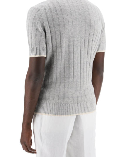 Brunello cucinelli ribbed knit polo shirt-Polos/Knits-BRUNELLO CUCINELLI-Urbanheer