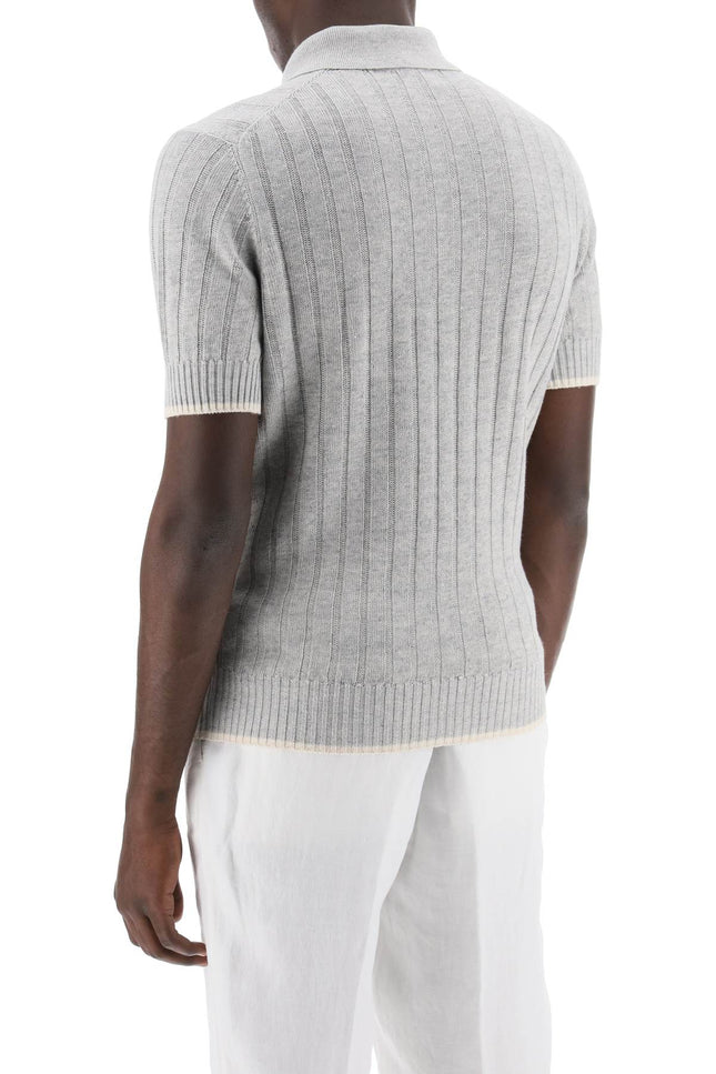 Brunello cucinelli ribbed knit polo shirt-Polos/Knits-BRUNELLO CUCINELLI-Urbanheer