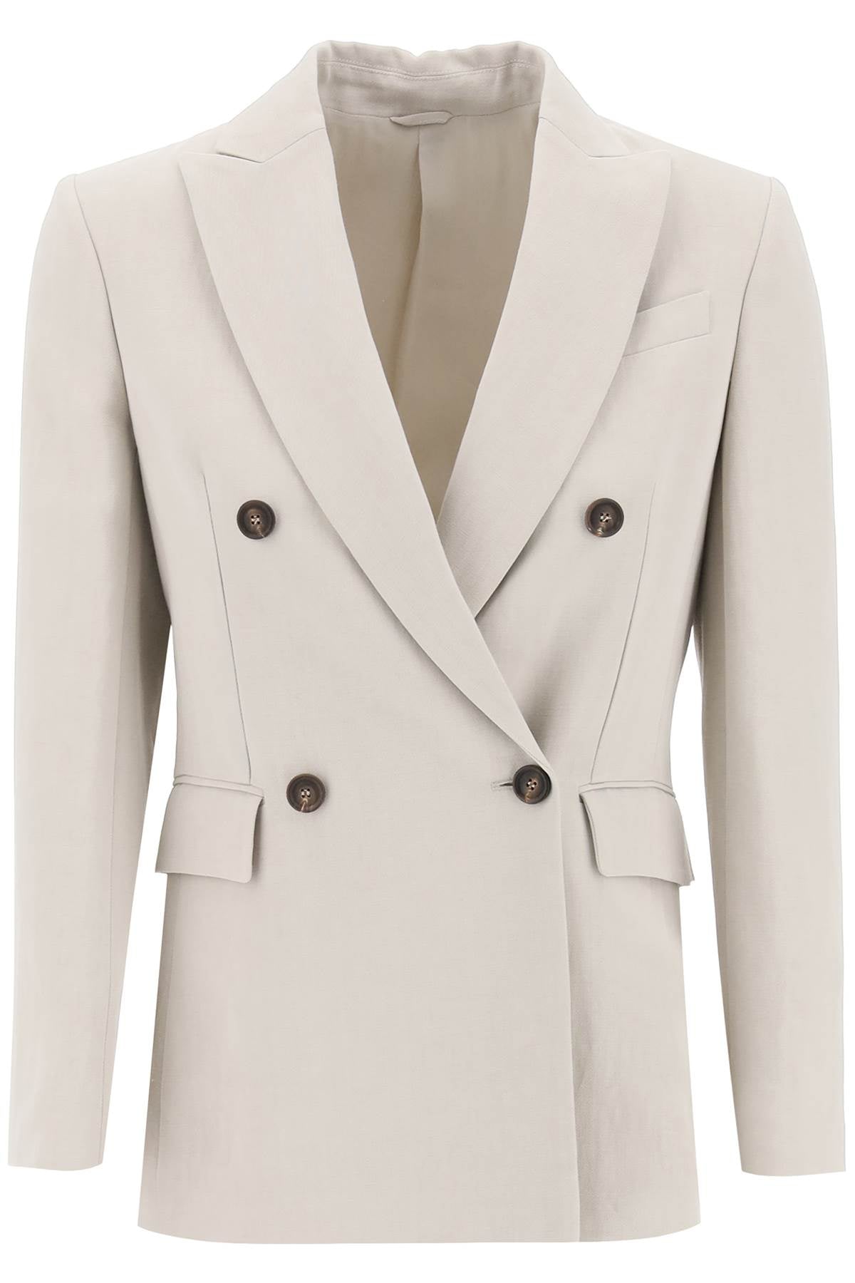 Brunello cucinelli twill jacket with monile detail-Jacket-BRUNELLO CUCINELLI-38-Beige-Urbanheer