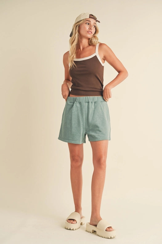 Brush-Soft High Waisted Sweat Shorts Sage