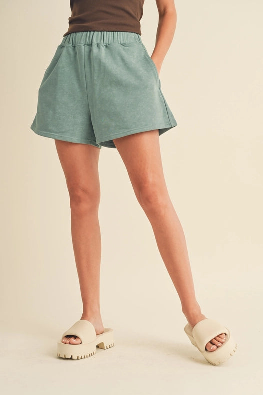 Brush-Soft High Waisted Sweat Shorts Sage