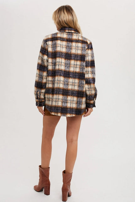 Brushed Flannel Plaid Shacket NAVY COMBO