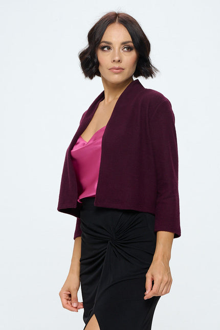 Brushed Knit Cashmere Like Bolero Cardigan-2