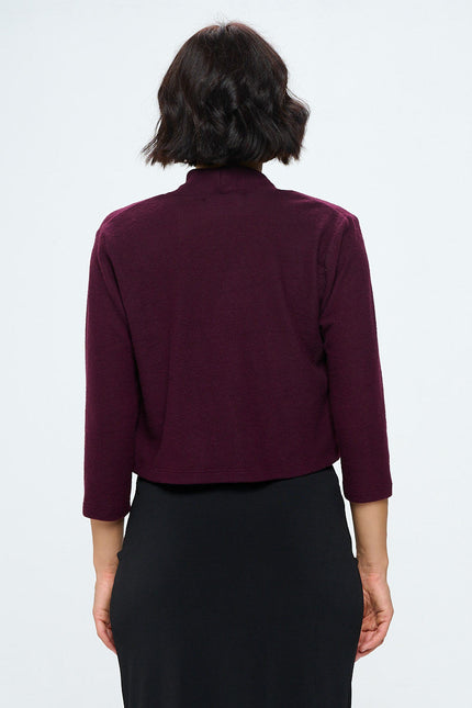 Brushed Knit Cashmere Like Bolero Cardigan-3