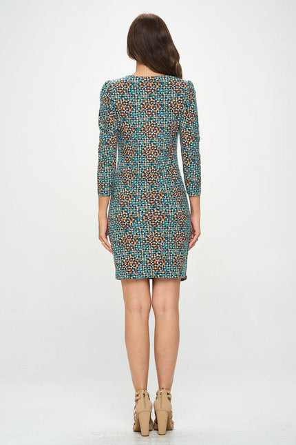 Brushed Knit Print Jersey Dress with Asymmetrical Hem-4